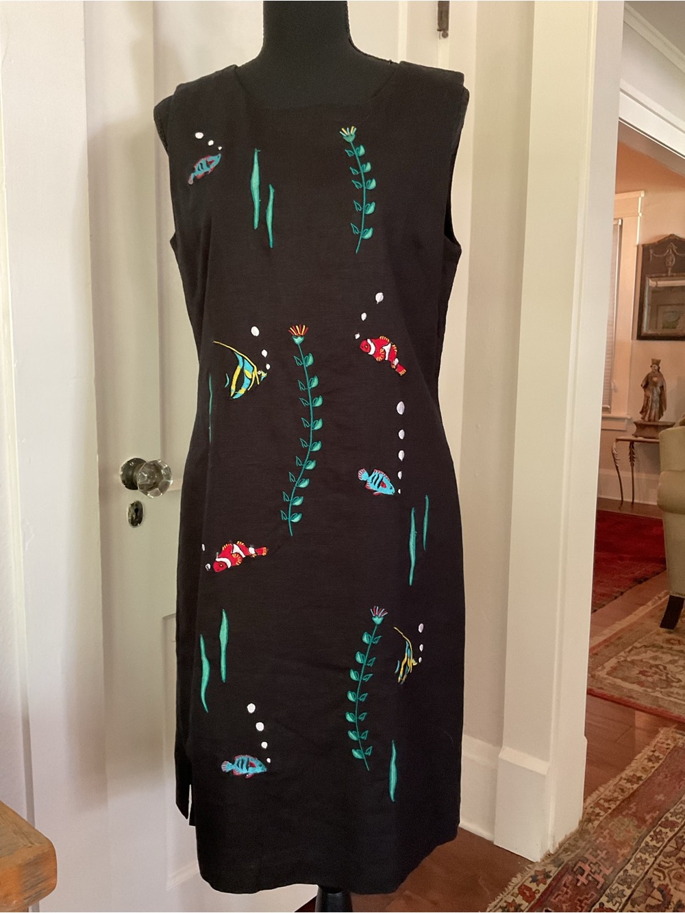 Vintage 90’s linen tropical sheath dress